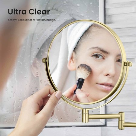 Kibi Wall Mount Magnifying Make Up Mirror - Brush Gold KMM100BG